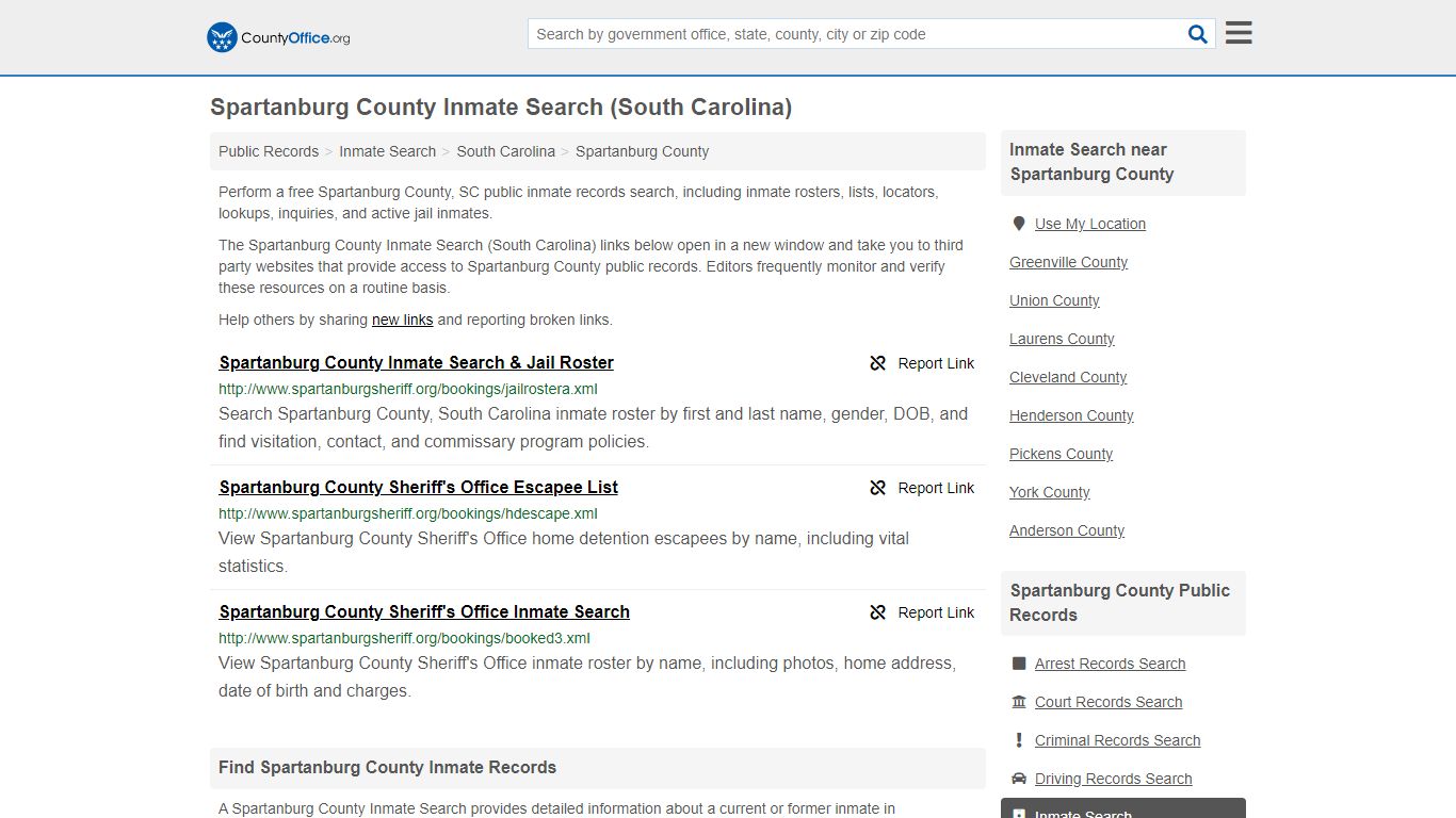Spartanburg County Inmate Search (South Carolina) - County Office